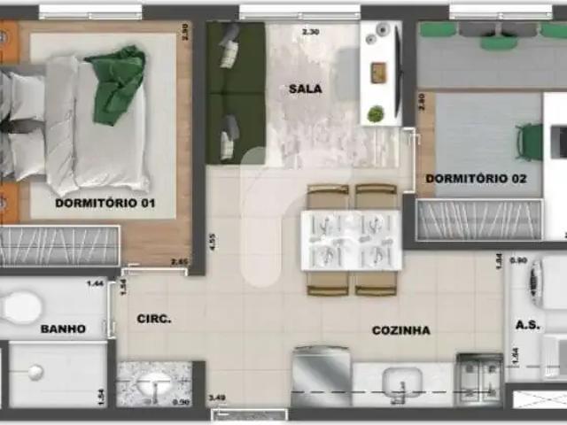 Apartamento para Locação em São Paulo/SP Mooca 2 Quartos