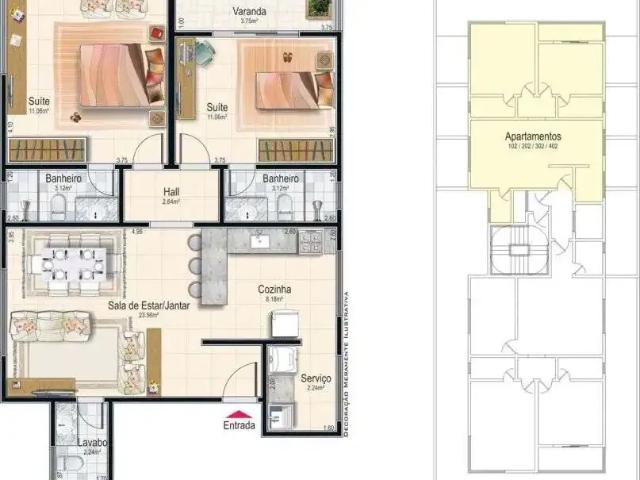 Apartamento para Venda em Macaé/RJ Novo Horizonte 2 Quartos