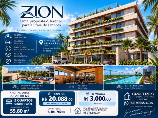 Apartamento para Venda em Marechal Deodoro/AL Praia do Francês 2 Quartos