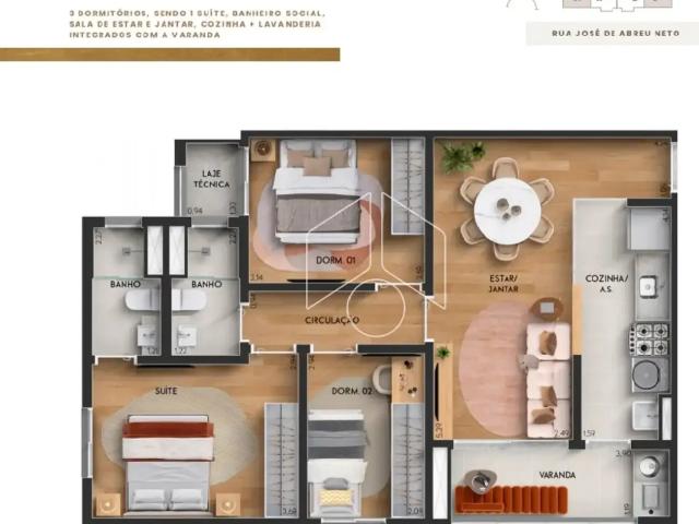 Apartamento para Venda em Marília/SP Parque das Esmeraldas II 3 Quartos