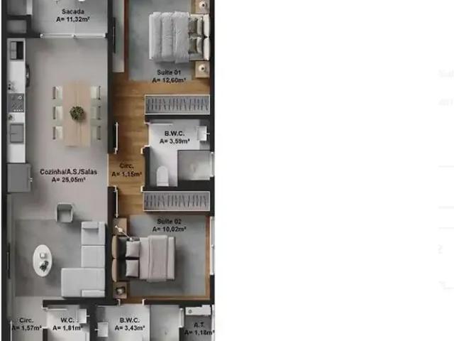 Apartamento para Venda em Navegantes/SC Gravata 2 Quartos