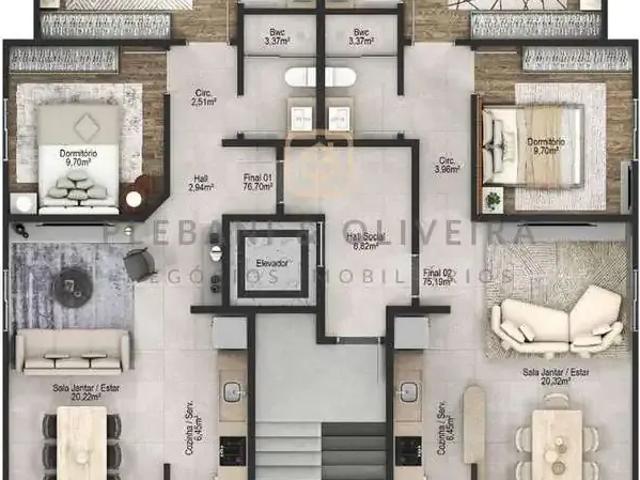 Apartamento para Venda em Navegantes/SC Gravata 2 Quartos