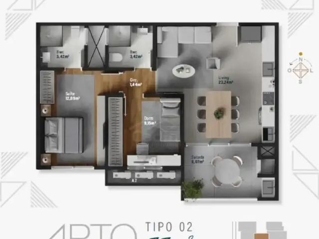 Apartamento para Venda em Navegantes/SC Gravata 2 Quartos