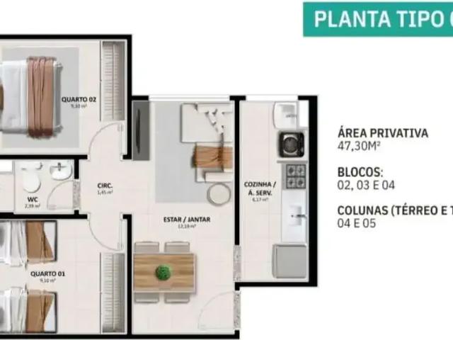 Apartamento para Venda em Nossa Senhora do Socorro/SE Piabeta 2 Quartos