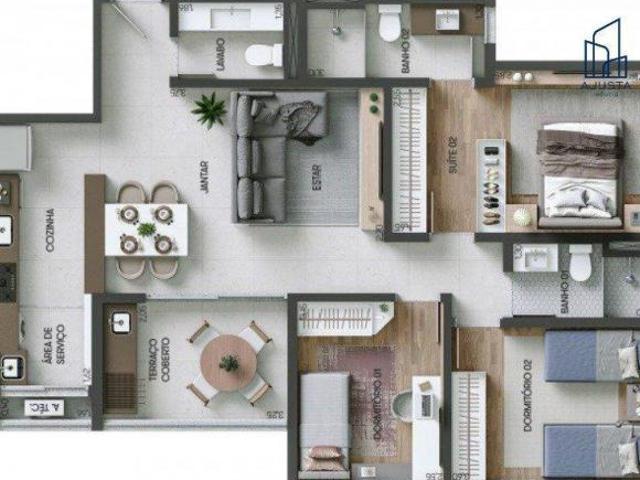 Apartamento para venda em Além Ponte de 91.22m² com 3 Quartos, 1 Suite e 2 Garagens