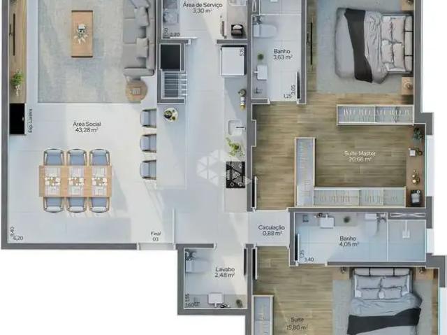 Apartamento para Venda em Bento Gonçalves/RS Botafogo 3 Quartos