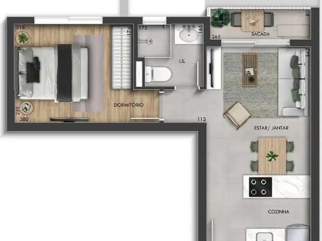 Apartamento para Venda em Curitiba/PR Centro Cívico 1 Quartos