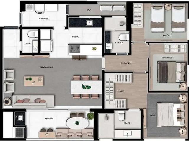 Apartamento para Venda em Curitiba/PR Ecoville 3 Quartos
