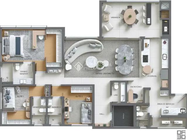 Apartamento para Venda em Curitiba/PR Mossunguê 3 Quartos
