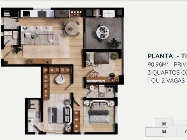 Apartamento para Venda em Curitiba/PR Santa Quitéria 3 Quartos