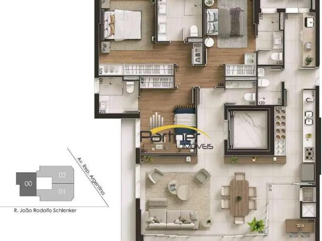 Apartamento para Venda em Curitiba/PR Portão 3 Quartos