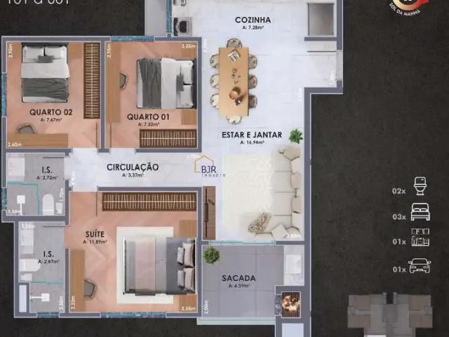 Apartamento para Venda em Curitiba/PR Tingui 3 Quartos