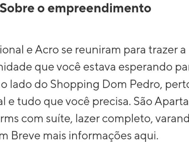 Apartamento para Venda em Campinas/SP Loteamento Residencial Vila Bella 2 Quartos