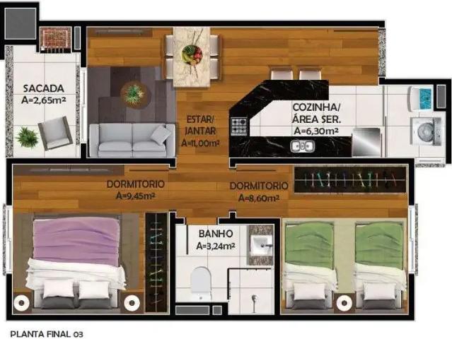 Apartamento para Venda em Caxias do Sul/RS Nossa Senhora das Graças 2 Quartos