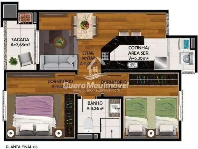 Apartamento para Venda em Caxias do Sul/RS Nossa Senhora das Graças 2 Quartos