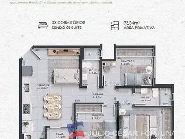 Apartamento para Venda em Cocal do Sul/SC Centro 3 Quartos