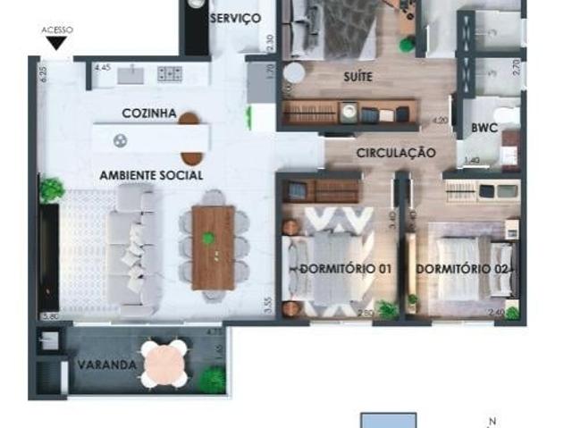 Apartamento para Venda em Coronel Vivida/PR Centro 2 Quartos