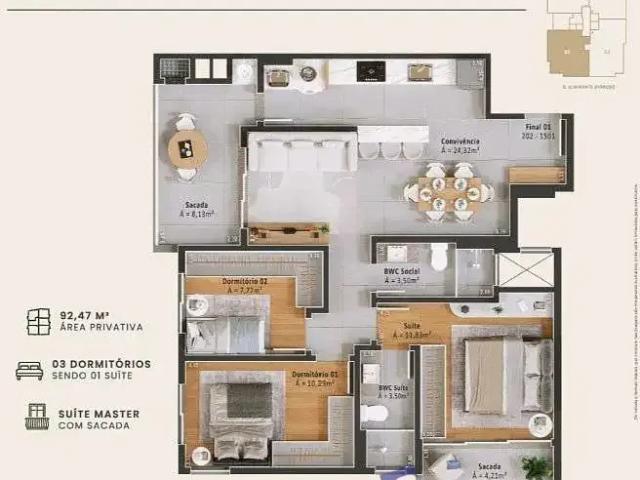 Apartamento para Venda em Criciúma/SC Michel 3 Quartos