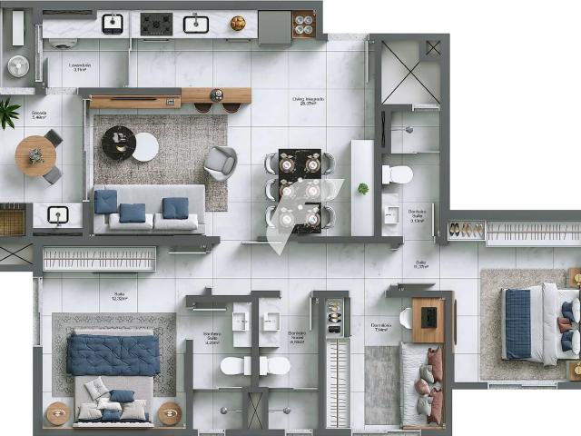 Apartamento para Venda em Criciúma/SC Santa Bárbara 3 Quartos