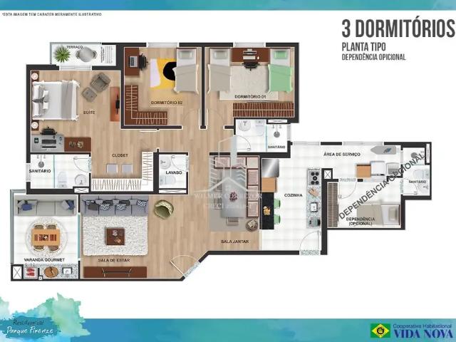 Apartamento para Venda em Embu das Artes/SP Jardim Santa Bárbara 4 Quartos