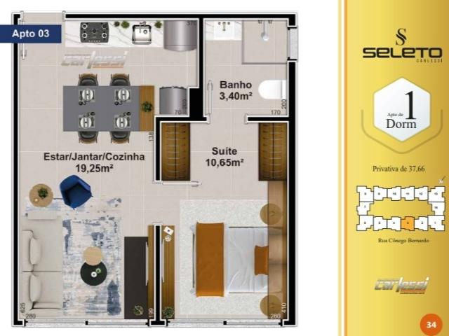 Apartamento para Venda em Florianópolis/SC Trindade 1 Quartos