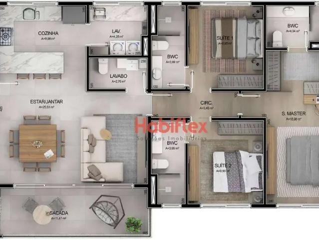 Apartamento para Venda em Florianópolis/SC Cacupé 3 Quartos