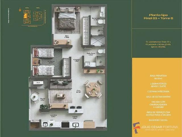 Apartamento para Venda em Içara/SC Centro 2 Quartos