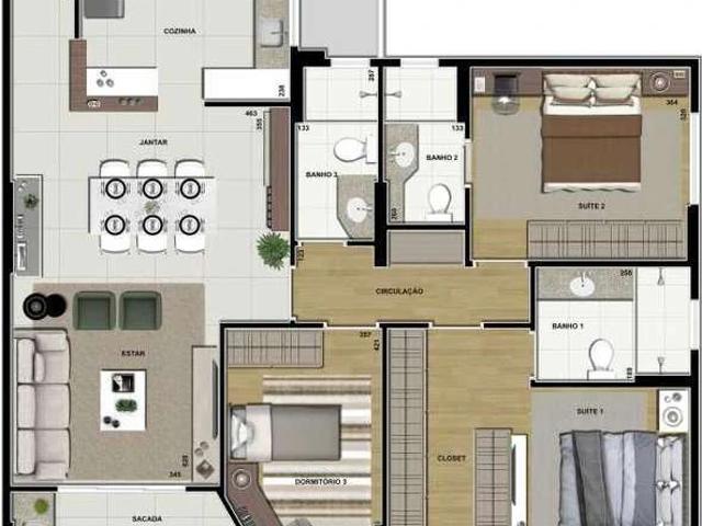 Apartamento para Venda em Ibiporã/PR Centro 3 Quartos