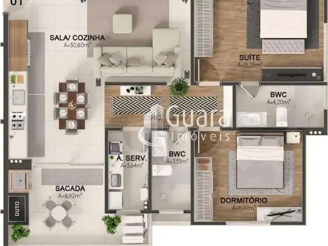 Apartamento para Venda em Jaraguá do Sul/SC Ilha da Figueira 1 Quartos