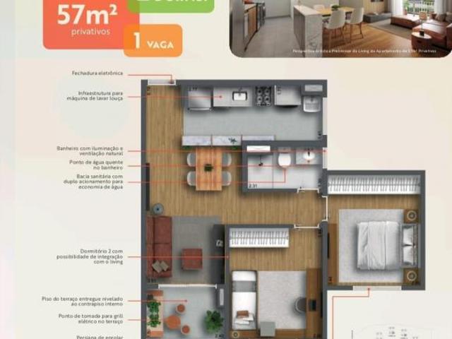 Apartamento para venda em Jardim Sao Pedro de 74.00m² com 3 Quartos, 1 Suite e 2 Garagens