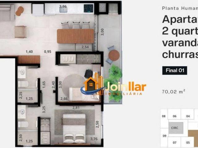 Apartamento para Venda em Joinville/SC Anita Garibaldi 2 Quartos