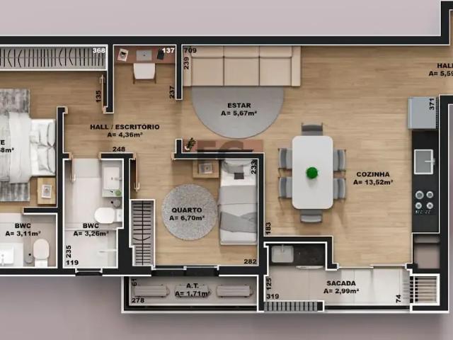 Apartamento para Venda em Joinville/SC Saguaçu 2 Quartos