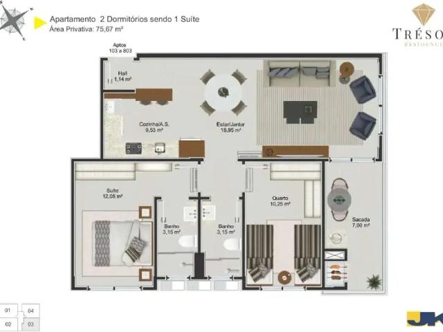 Apartamento para Venda em Palhoça/SC Jardim Eldorado 2 Quartos