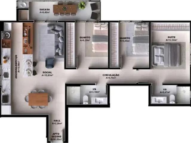 Apartamento para Venda em Palhoça/SC Pedra Branca 3 Quartos