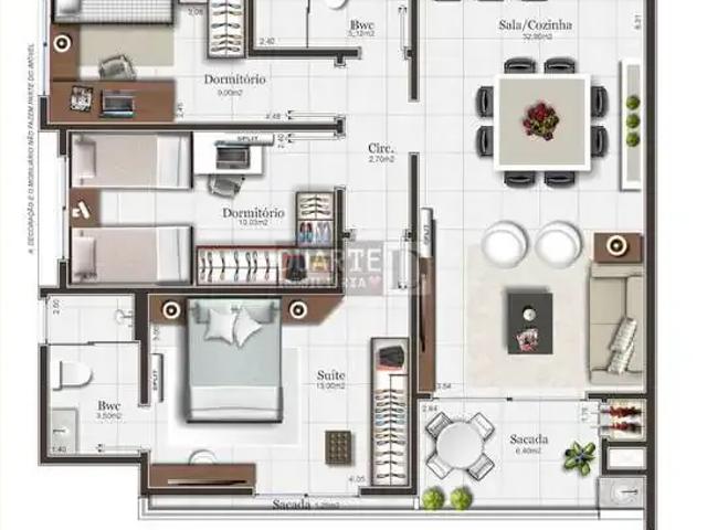 Apartamento para Venda em Palhoça/SC Pedra Branca 3 Quartos