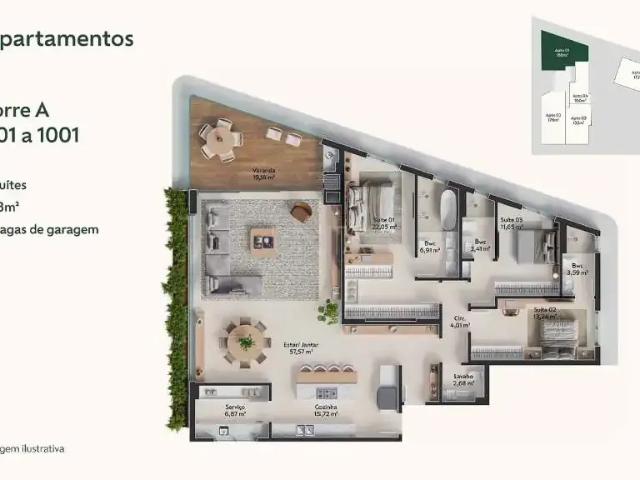 Apartamento para Venda em Palhoça/SC Pedra Branca 3 Quartos