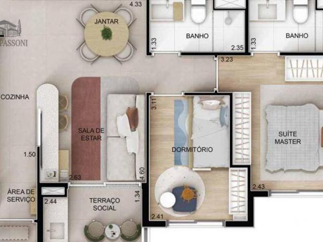 Apartamento para venda em Parque Rural Fazenda Santa Cândida de 57.00m² com 2 Quartos, 1 Suite e 1 G