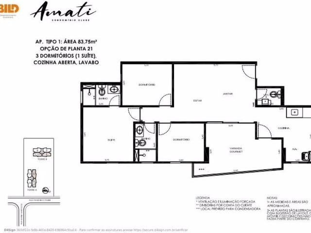 Apartamento para Venda em Paulínia/SP Jardim Ypê 3 Quartos