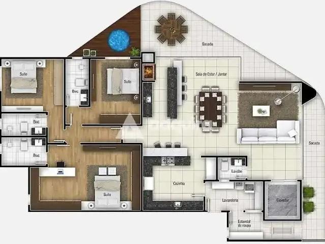 Apartamento para Venda em Ponta Grossa/PR Centro 3 Quartos