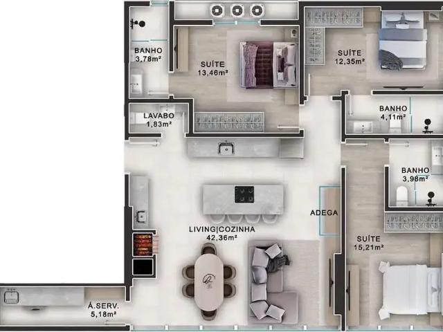 Apartamento para Venda em Porto Belo/SC Balneário Perequê 3 Quartos
