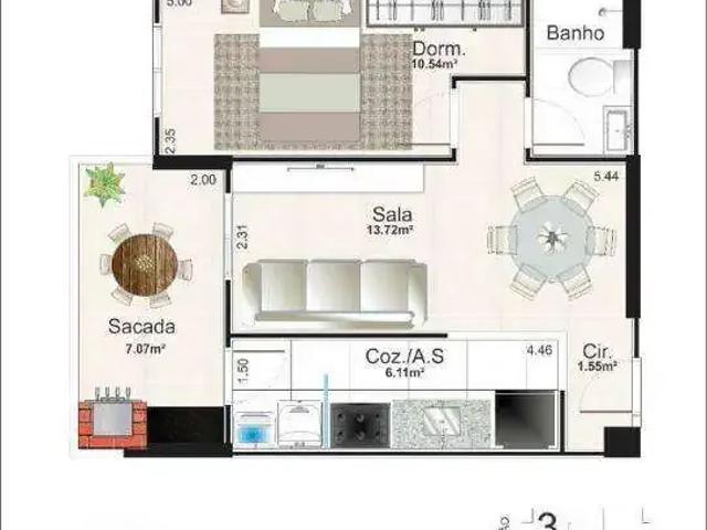 Apartamento para Venda em Praia Grande/SP Aviação 1 Quartos