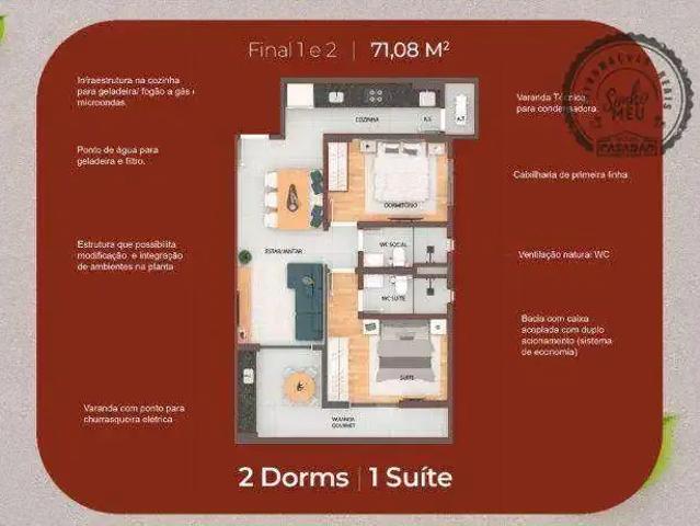 Apartamento para Venda em Praia Grande/SP Guilhermina 1 Quartos