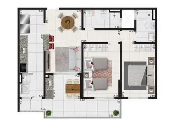 Apartamento para Venda em Praia Grande/SP Vila Caiçara 2 Quartos