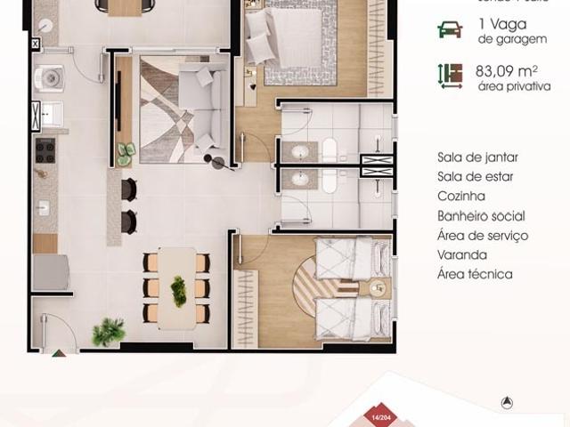 Apartamento para Venda em Praia Grande/SP Vila Caiçara 2 Quartos
