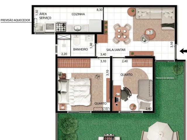 Apartamento para Venda em Rio de Janeiro/RJ Campo Grande 2 Quartos