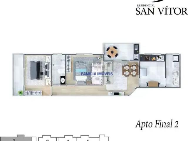 Apartamento para Venda em São Vicente/SP Parque Bitaru 1 Quartos