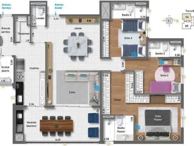 Apartamento para Venda em São Bernardo do Campo/SP Jardim do Mar 3 Quartos