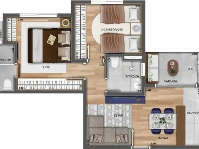 Apartamento para Venda em São José dos Campos/SP Vila Industrial 2 Quartos