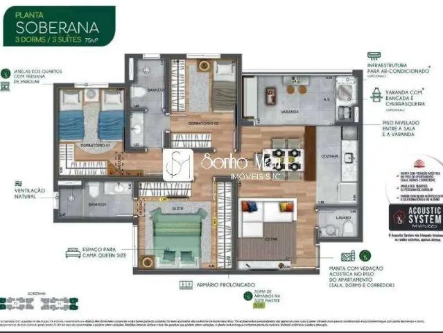 Apartamento para Venda em São José dos Campos/SP Conjunto Residencial Trinta e Um de Março 3 Quartos