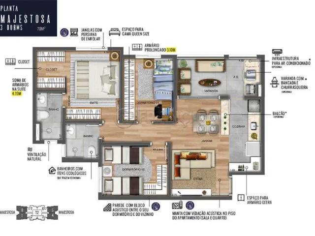 Apartamento para Venda em São José dos Campos/SP Conjunto Residencial Trinta e Um de Março 3 Quartos